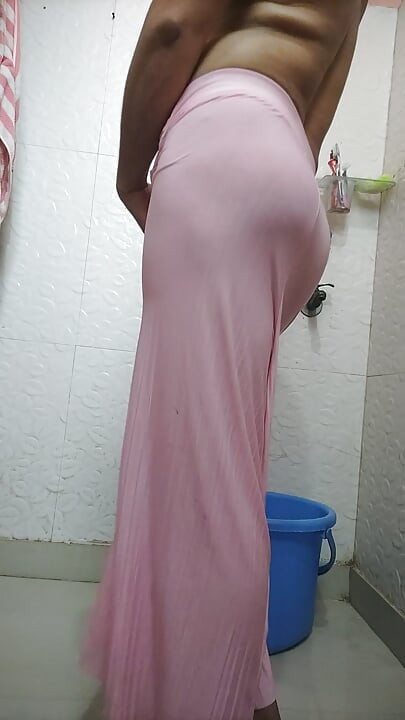 Waving my hard cock and sexy bubble butts in skinny transparent plazo.