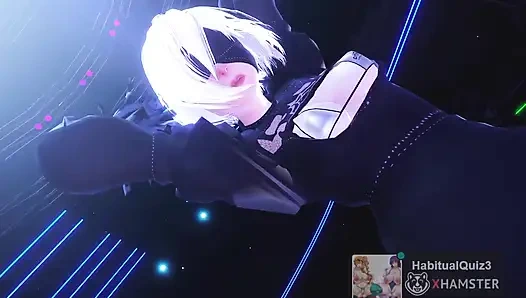 MMD R18 Тряси этим 2B жопой, секс-танец Ahegao NTR трах с жестким трахом дилдо 3D, хентай, сексуальная сучка