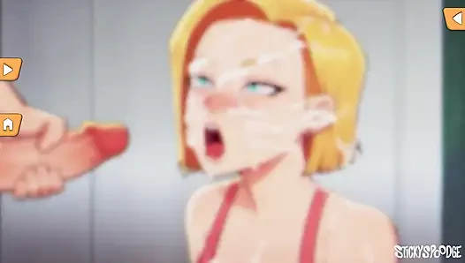 Android 18 Gears Deep - Mengisi wajah Android 18 dengan Susu