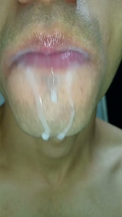 mouth milk, long tongue, sloopy, hard, kiss, tongue, playing with your cum, submissive, throat | Clip 2