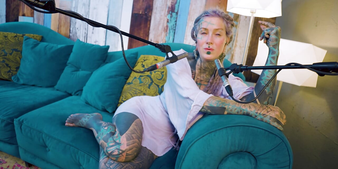 I talk about A - authentic - ASMR - Podcast - Talking - tattoo girl model goth punk dreadlocks
