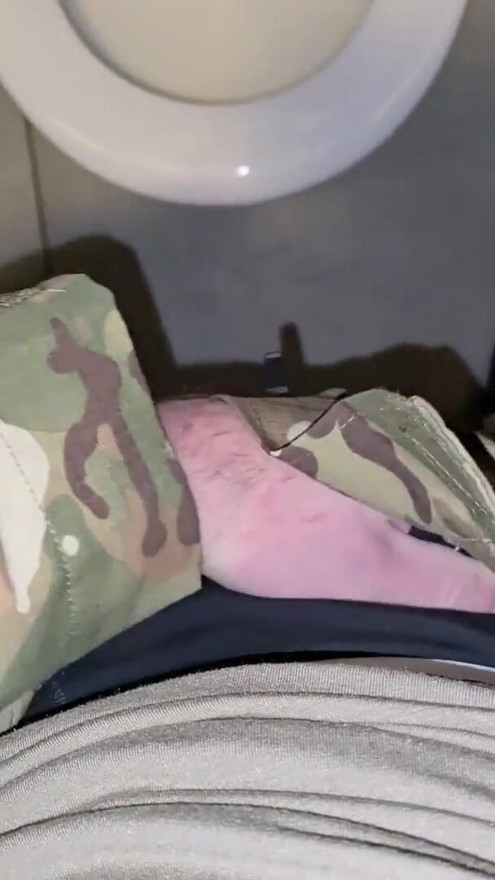 German Soldier Gets Horny And Jerks Off In Public Toilet - PhantomGentX | Clip 1