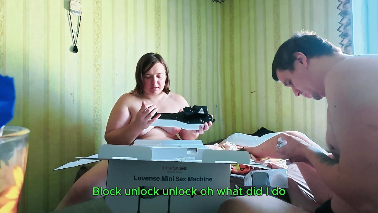 Plump Big Firm Tits Girl Oral on Lovense Sex Machine Closeup