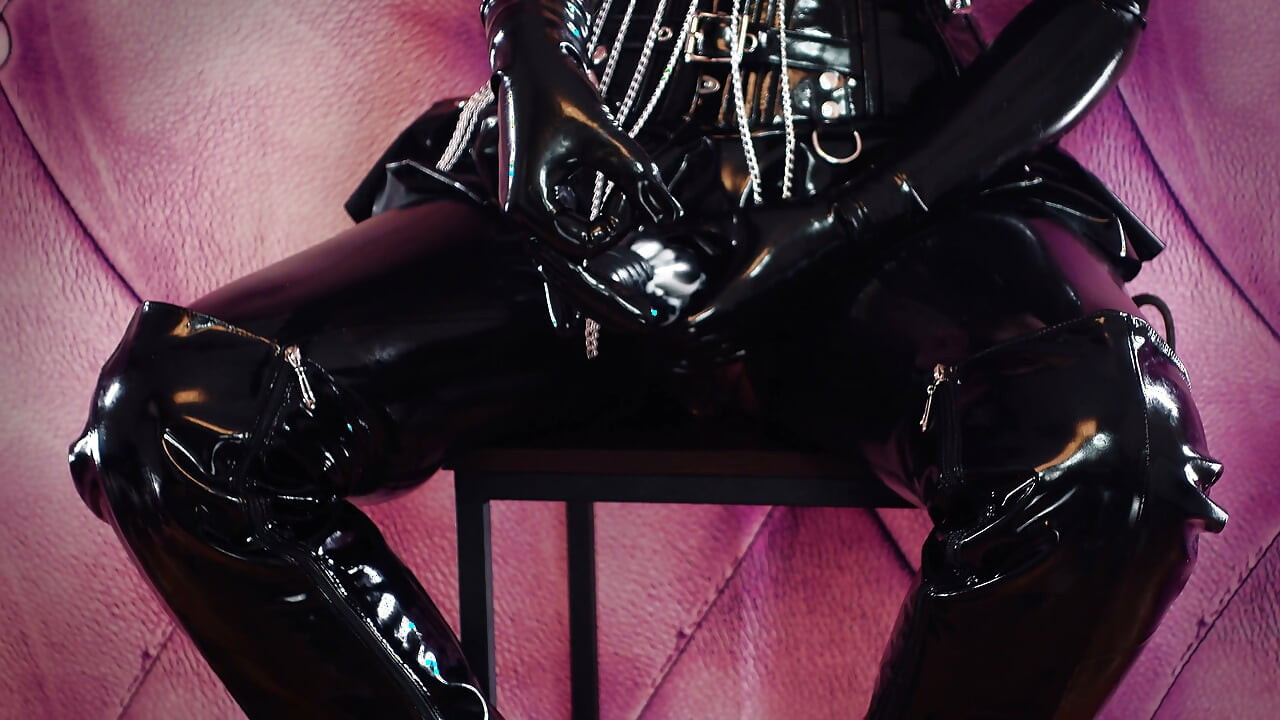 Latex Strap-on Sissy Fuck Point of View Femdom POV video - rubber Mistress dirty talk (Arya Grander)