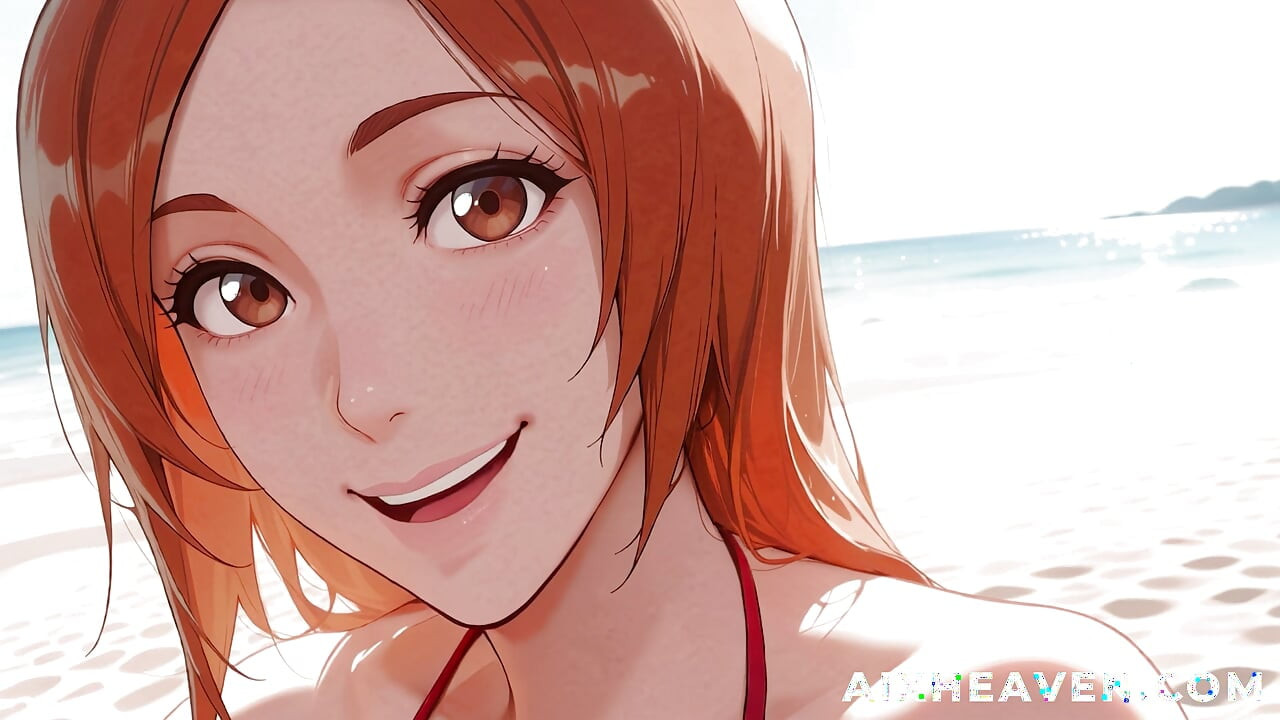 Orihime Inoue te baise sur la plage puis t'emmène dans une chambre d'hôtel ! Hentai Bleach non censuré en POV
