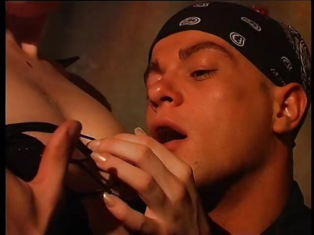 Spanish brunette banged by two guys in a double penetration