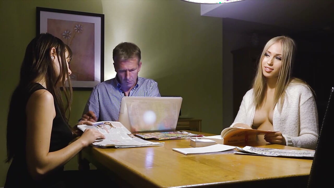 Suited Dom Takes Two Collared Sluts In Hardcore Threesome