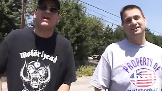 Behind the scenes footage of various babes and a stud getting ready for filming