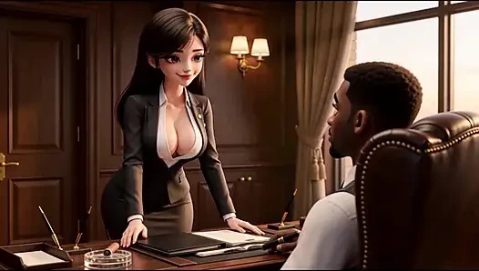 After Hours With the Boss , The secretary Came for the Job. He Came in Her Mouth.