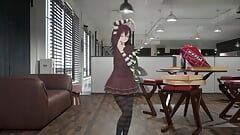 Gothic girl hentai undress dance nude small tits with only socks soft red hair and clothes color edit smixix