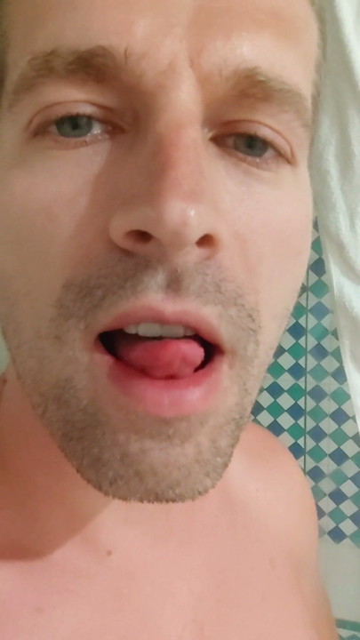 Bathroom video call with a verbal daddy - dirty talk, POV blowjob and ball licking | Clip 1
