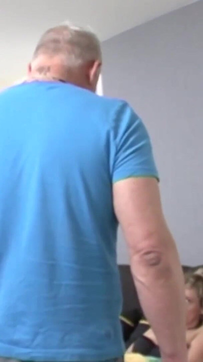 Thrilling moment from "Grandma gets horny while cleaning and gets a huge load on her plump breasts!"