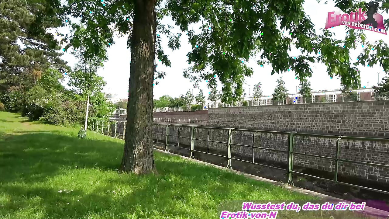 German chubby amateur sucks man cock in the park after flirting