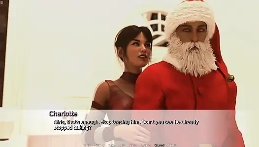 Santa Claus Fucking Three Stepsister's Pussy In A Row Foursome Sex