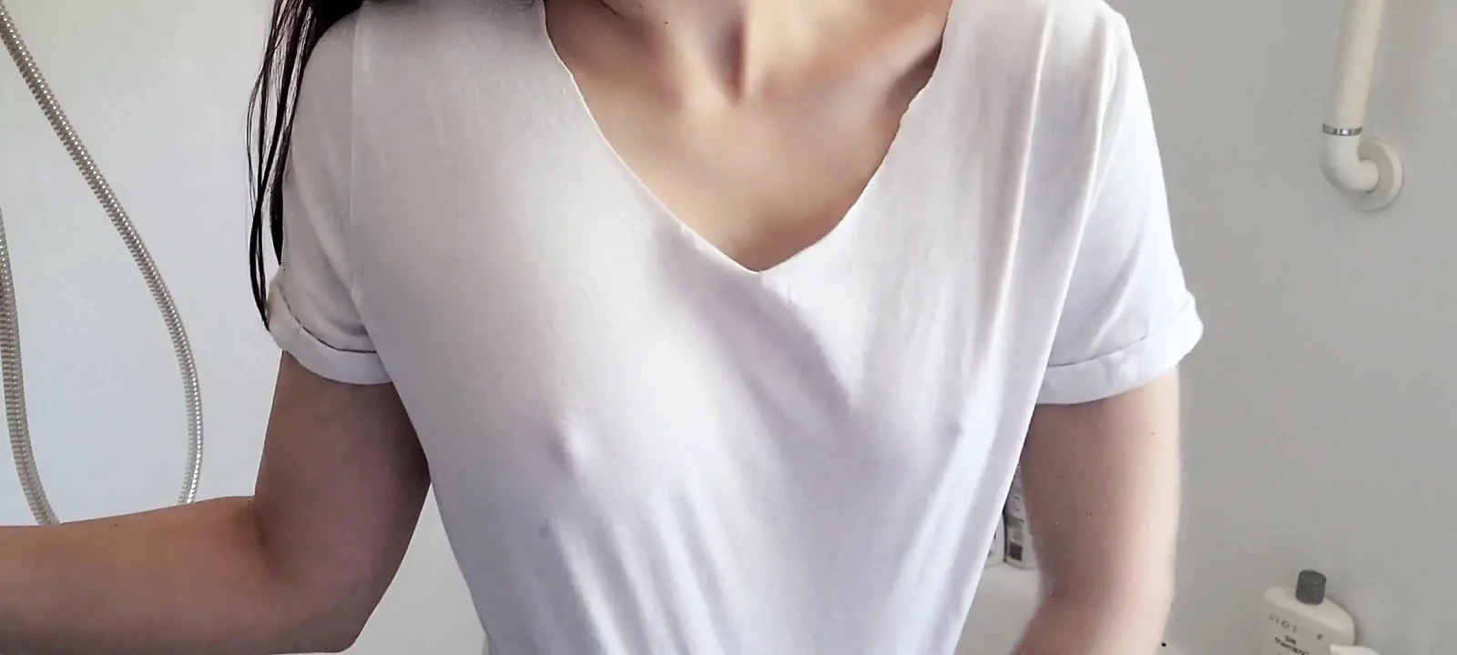 Wet shirt shower fingering