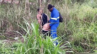 A Worker Passed Through the Park and Received a Blowjob.