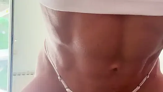 Muscle MILF Grinds Her Wet Pussy on the Table Edge to Orgasm
