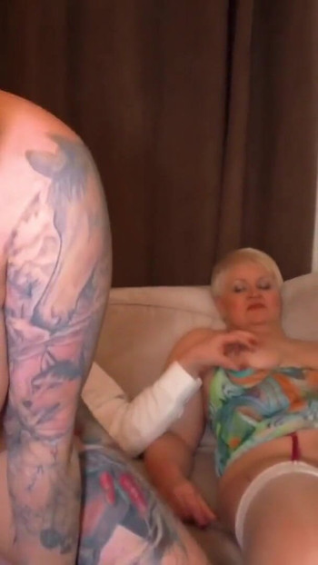 Iconic moment from "Group Sex on the Sofa with 3 hot Milfs"