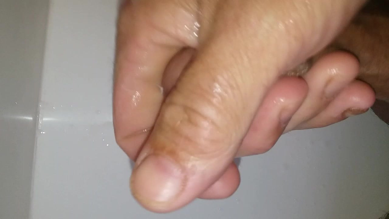 Jerking little limp dick
