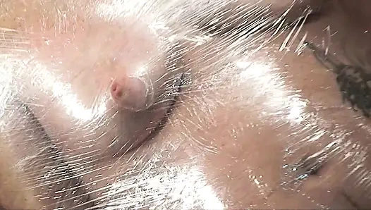 Whipping and wax play for the tape bondaged mature blonde