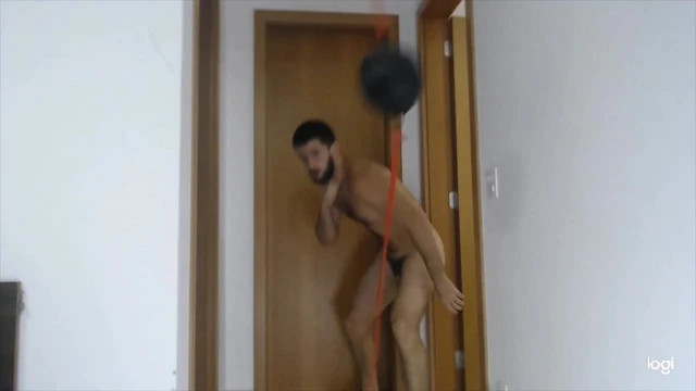 hot skilled fighter punches bag naked