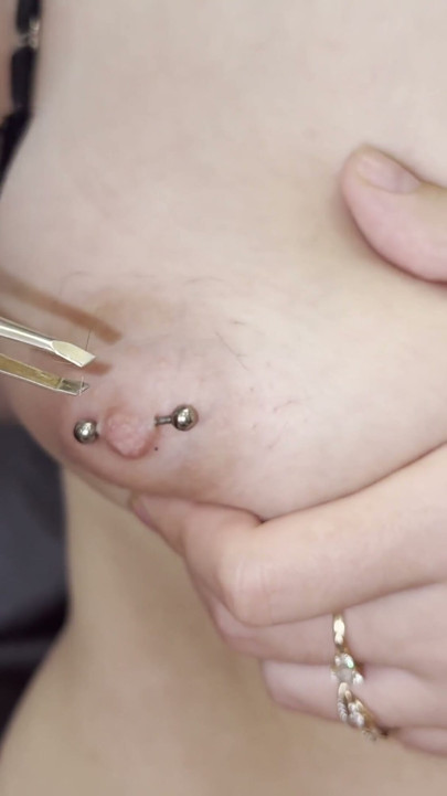 Pulling hair with tweezers on natural tits! BDSM! Pain | Clip 1