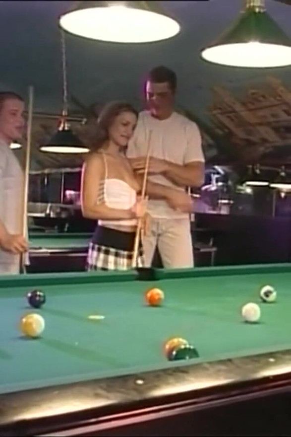 Double Penetration and Cumshot in Mouth for Young Slut in the Billiard Room