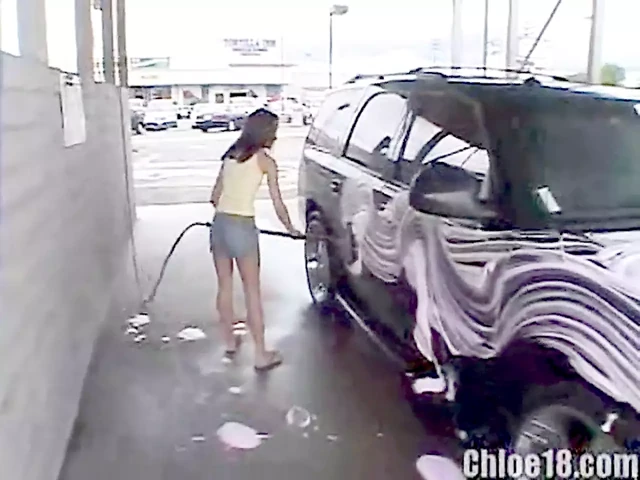 Amateur teen masturbates in a car