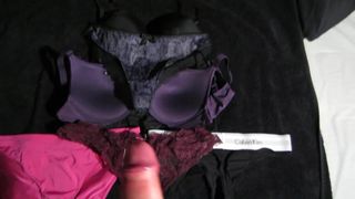 Cumming on panties, bra and bodysuit