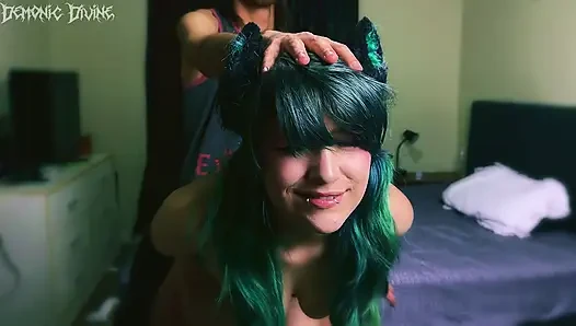 SLUTTY sexy CATGIRL shocked by BIG swinging MEATY cock