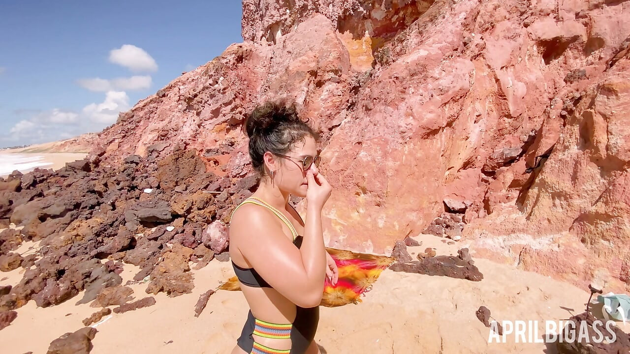 April Big Ass Enjoys a Messy Watersports Fantasy on the Beach