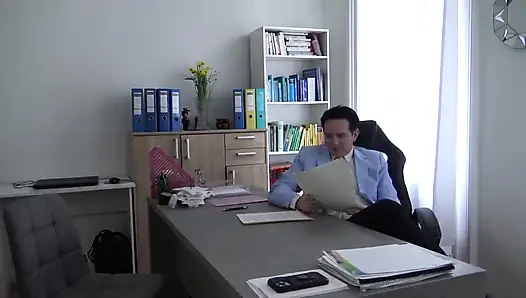 Licking a Nylon Pussy in the Office!