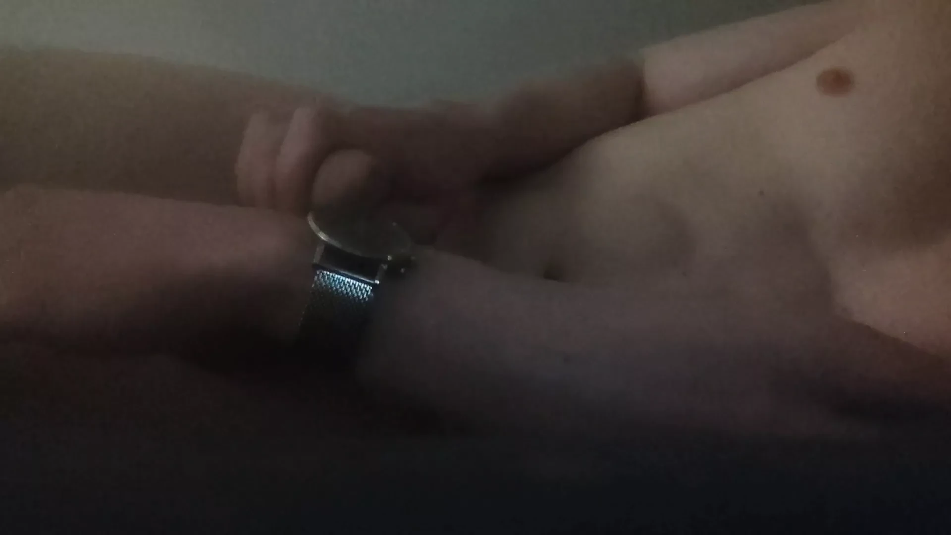 Teen boy cums on silver watch