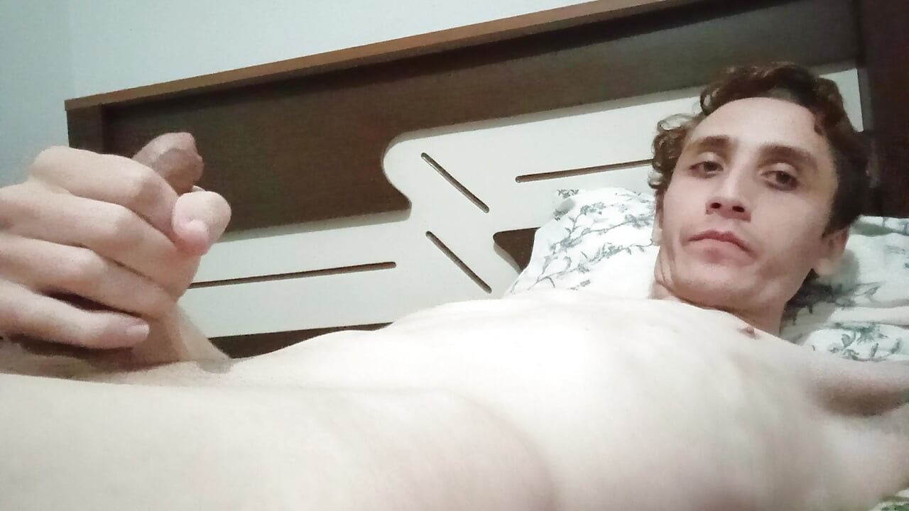 Boy masturbating in bed waiting for daddy