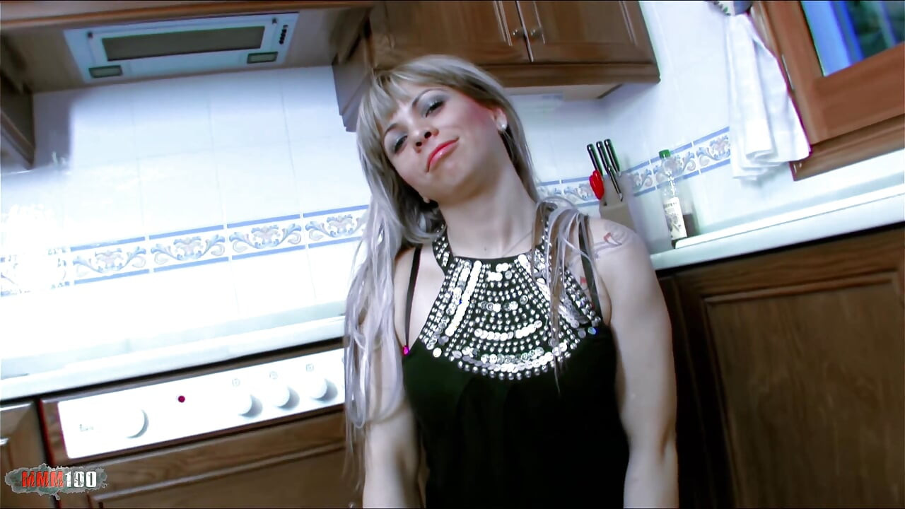 Giuliana: Horny Blonde with Big Boobs Giuliana Doing a Strip in the Kitchen