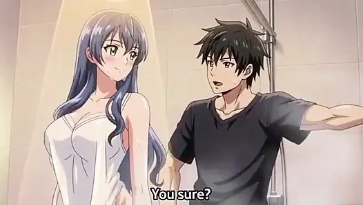 Сводный брат наблюдает за сводной сестрой, пока она принимает душ, 3D аниме