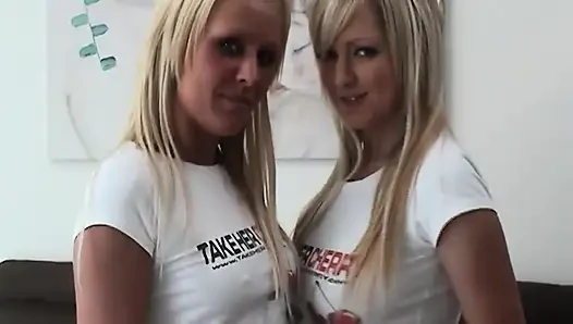 Two Blondes Suck Toys and Play Naked