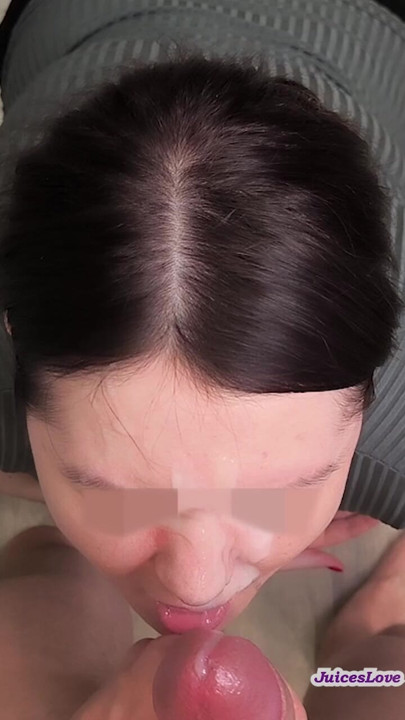 Huge facial for home cumslut girl. She loves cum