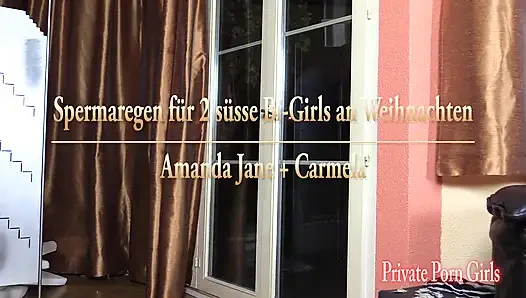 Noel'de 2 biseksüel genç kız için sperm yağmuru