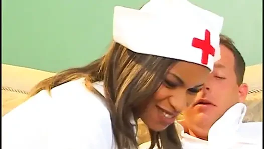 Black nurse rides white stud at the clinic after she examines him
