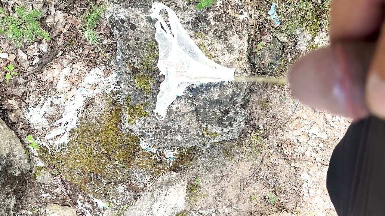 I walk in the woods, pee on women's thongs and cum on a swimsuit.
