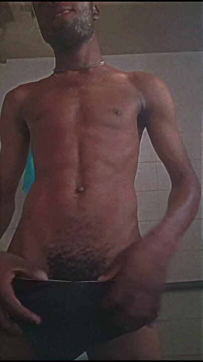 Sexy black print Dick showcase his dick at work