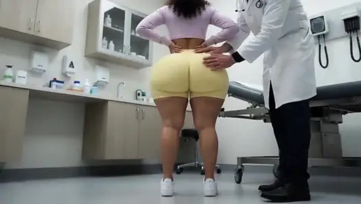 Petite Big Ass in Tight Yellow Shorts and Yellow Thong