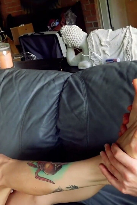 Foot Worship, Licking and Massaging: Mars Solo Relaxes in Calm Control as Bambi Femdom Kneels in Quiet Devotion, Slowly Massagin