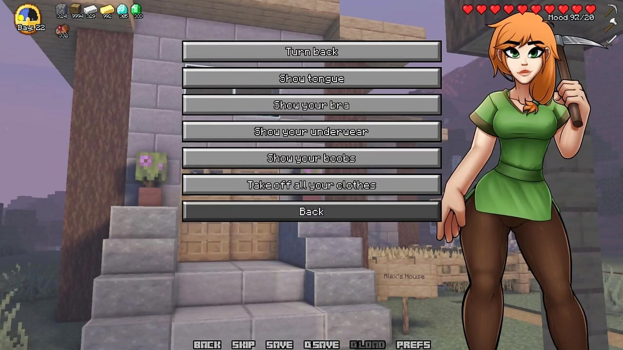 Minecraft उत्तेजित शिल्प - भाग 3 - Alex, Loveskysanhentai द्वारा Steve को लंड चुसाई देती है
