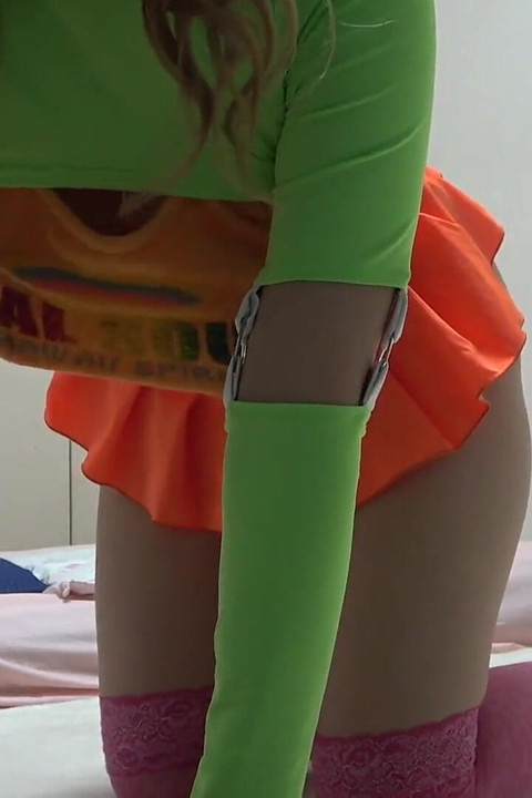 Natural Boobs in Small T-shirt, Mini Skirt Legs and Thighs, Thong G String Wedgie Ass, Busty Japanese Maid Sexy Room Cleaning