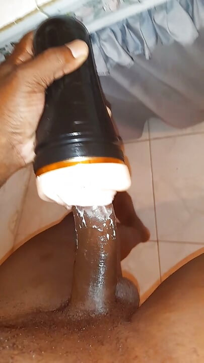 Black cock jerking off with flesh light pt5