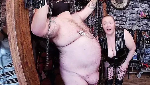 Part 2:-Domina Satana & Lanista Bear their trainee blackBerry Milf in the dungeon to play with slave Dazzer
