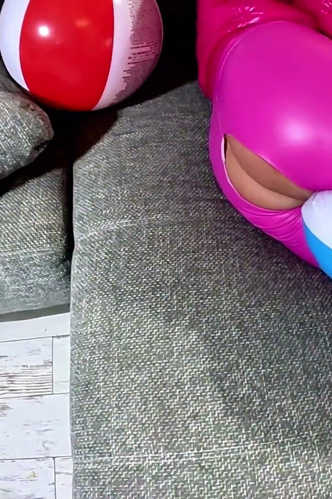 Dominant Pink Downjacket MILF Beach Ball Fetish. Deepthroat, Reverse Cowgirl, Doggy and Triple Cum