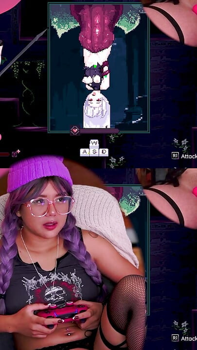 CUTE PURPLE HAIRED GIRL TRIES TO BEAT HENTAI BOSS FIGHT